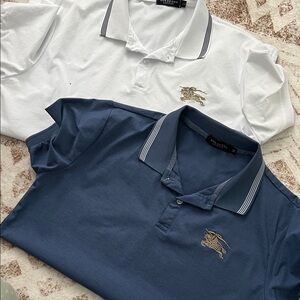 Men's Blue and White Polo Shirts